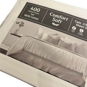 White Twin Sheet Set - 100% cotton - 400 thread count